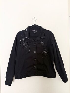 🦋vintage butterfly floral rhinestone jacket